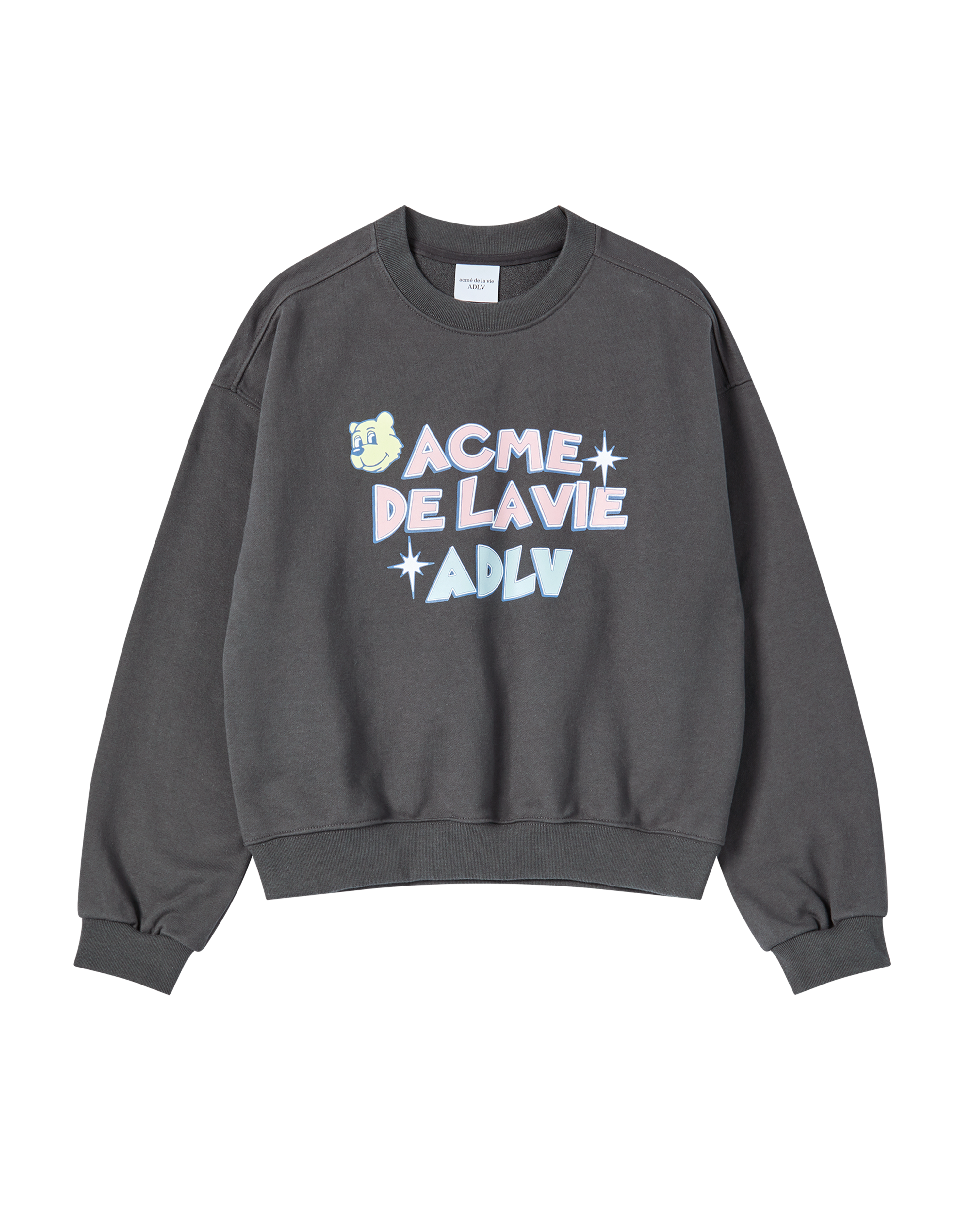 ADLV | WOMAN AC BEAR CANDY CROP SWEATSHIRT CHARCOAL | ADLV Malaysia