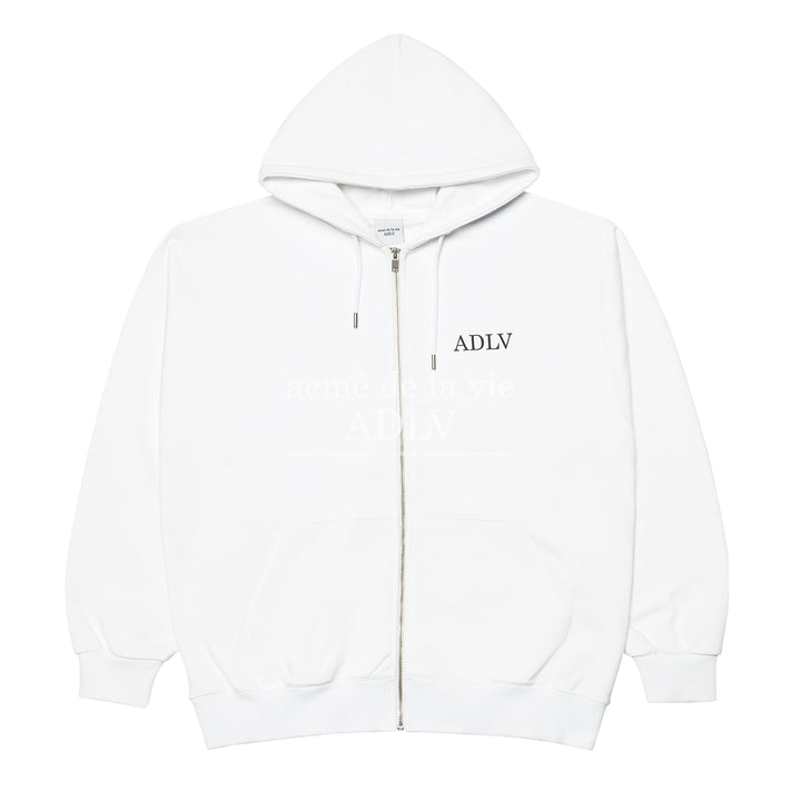 ADLV HIGH FREQUENCY LOGO HOODIE ZIP-UP WHITE