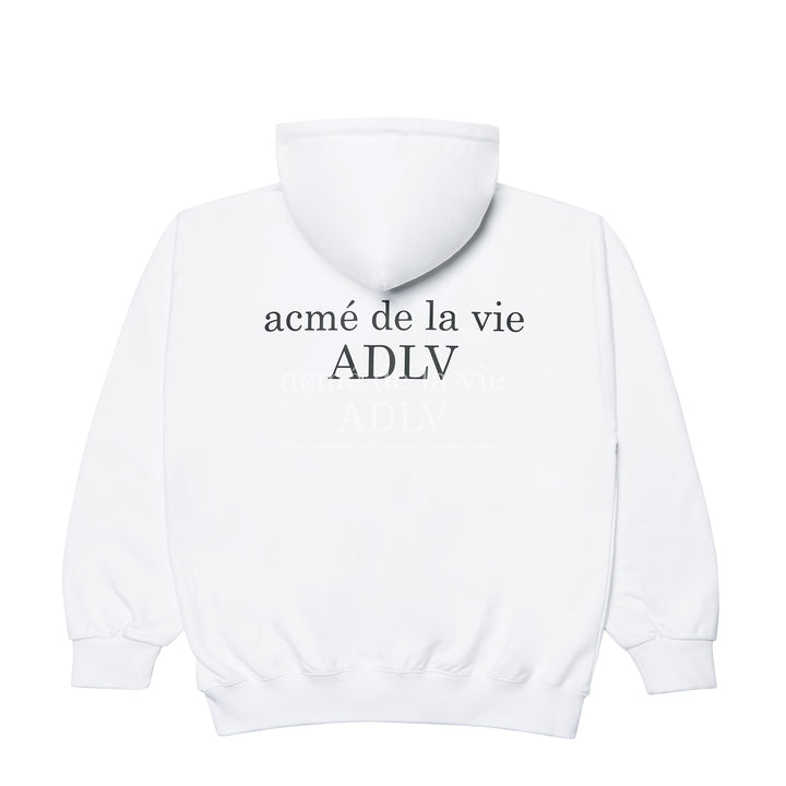 ADLV HIGH FREQUENCY LOGO HOODIE ZIP-UP WHITE