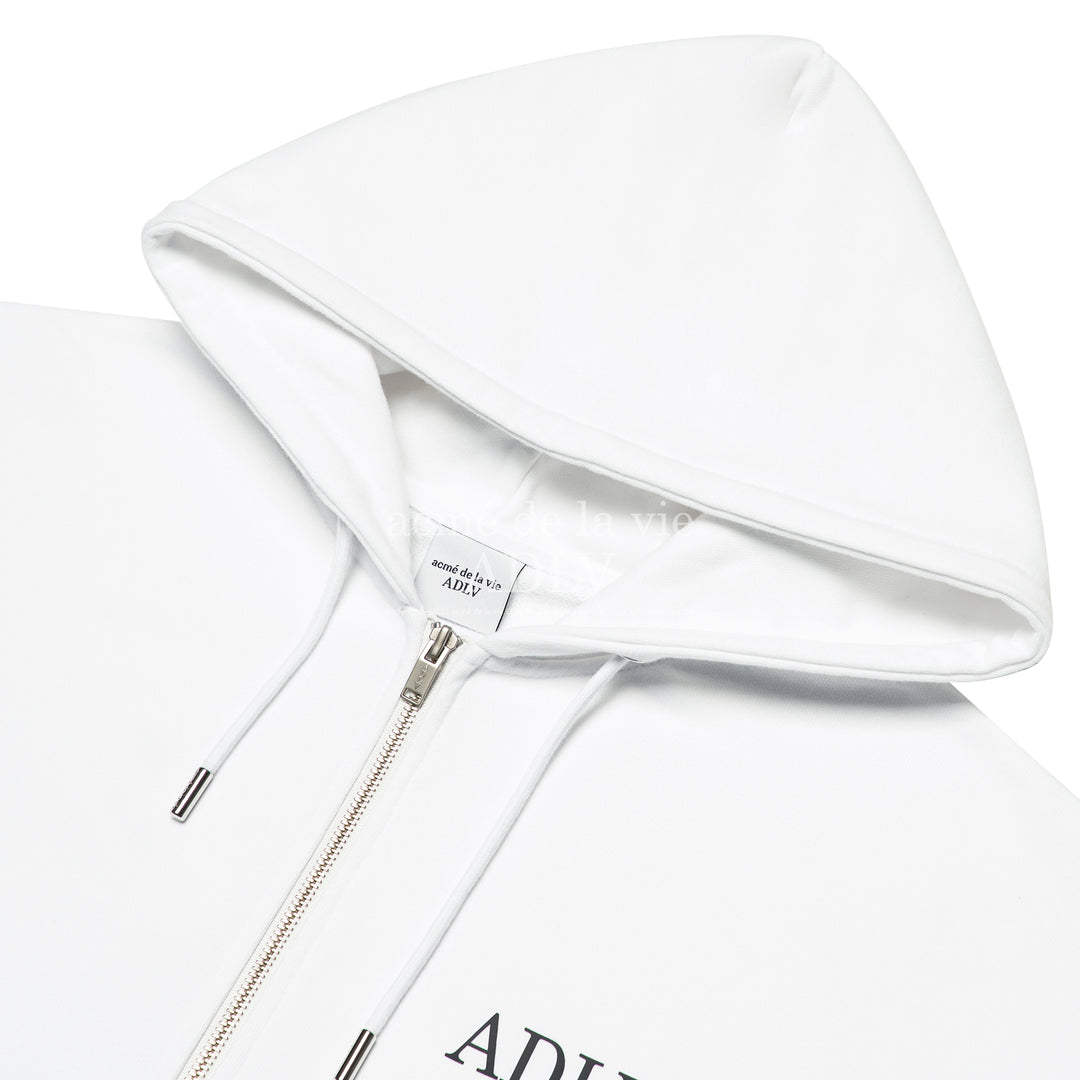 ADLV HIGH FREQUENCY LOGO HOODIE ZIP-UP WHITE