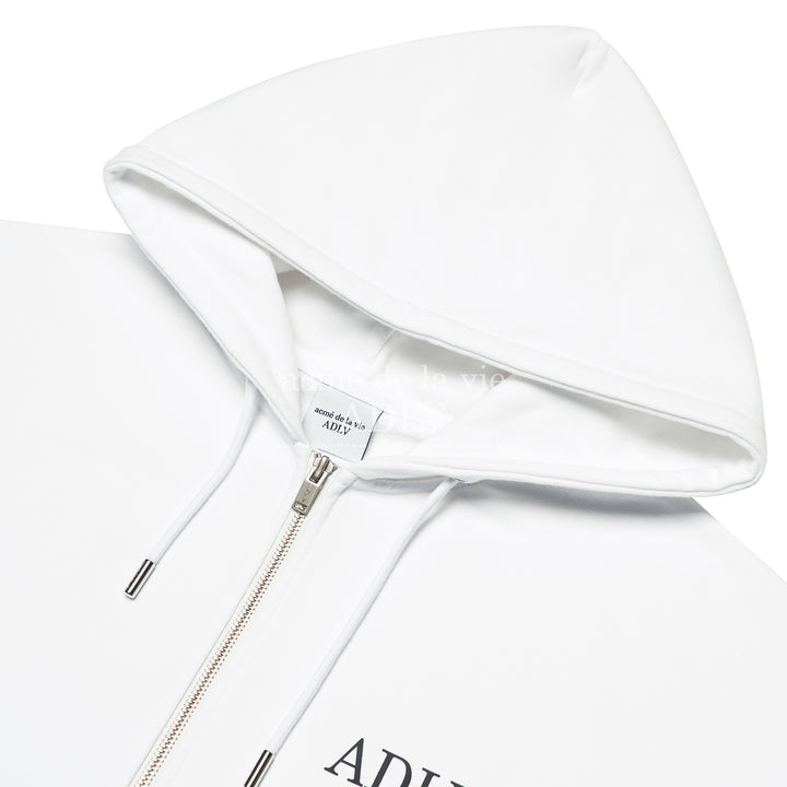 ADLV HIGH FREQUENCY LOGO HOODIE ZIP-UP WHITE