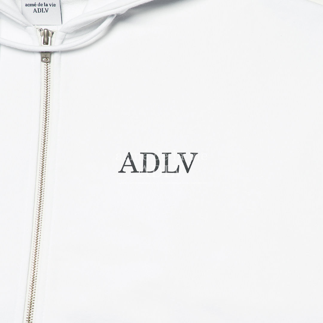 ADLV HIGH FREQUENCY LOGO HOODIE ZIP-UP WHITE