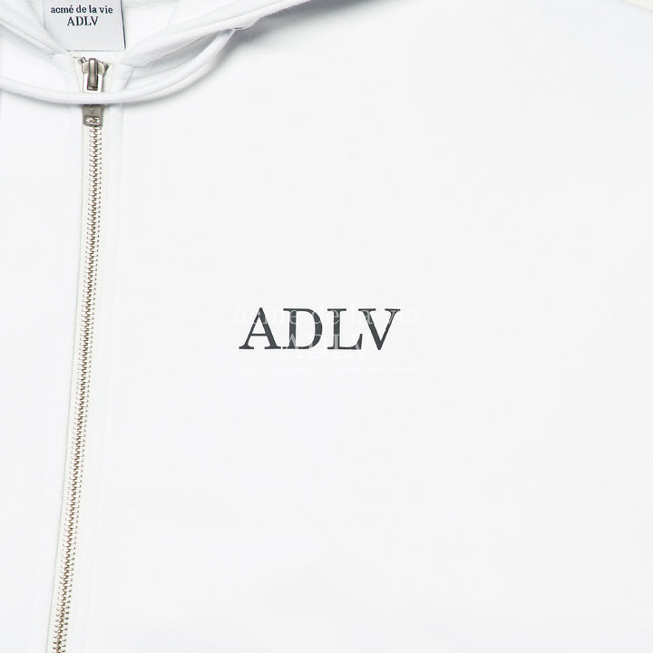 ADLV HIGH FREQUENCY LOGO HOODIE ZIP-UP WHITE