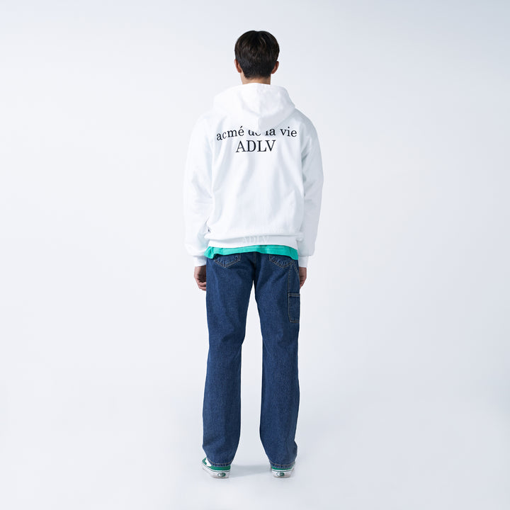 ADLV HIGH FREQUENCY LOGO HOODIE ZIP-UP WHITE