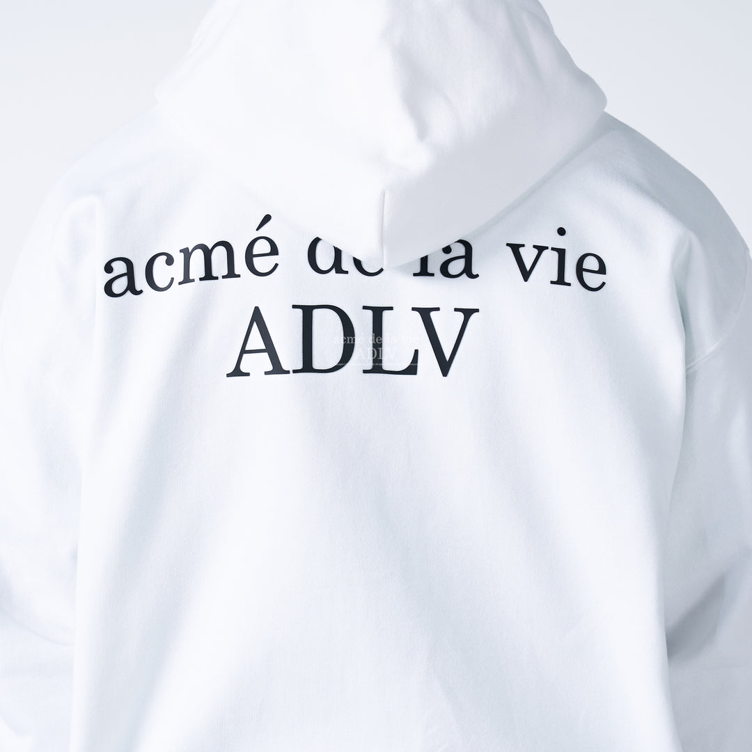 ADLV HIGH FREQUENCY LOGO HOODIE ZIP-UP WHITE