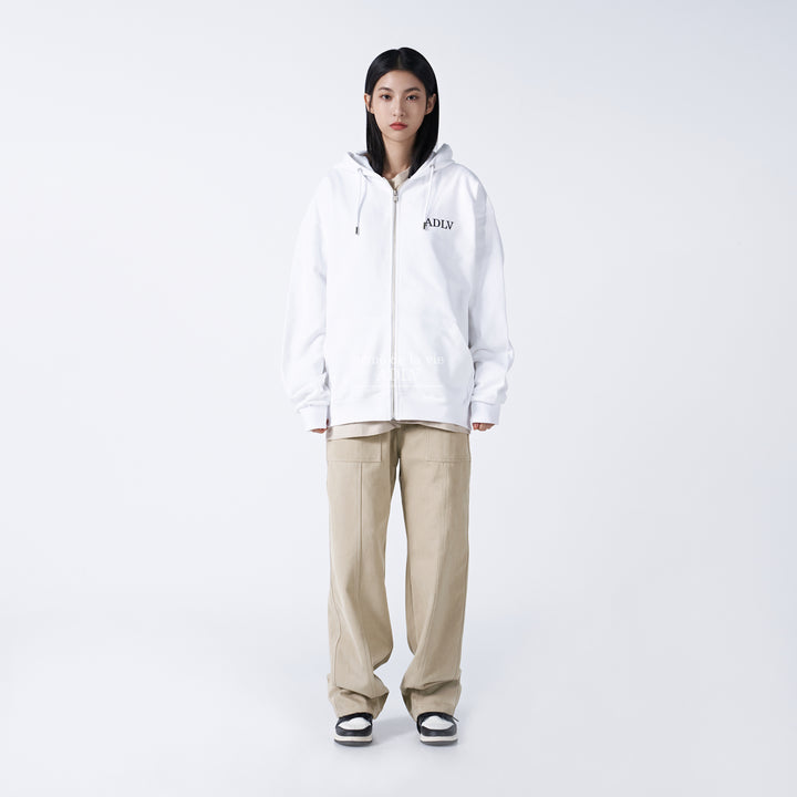 ADLV HIGH FREQUENCY LOGO HOODIE ZIP-UP WHITE