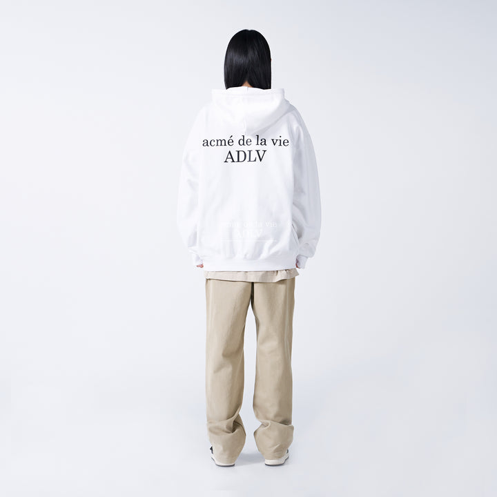 ADLV HIGH FREQUENCY LOGO HOODIE ZIP-UP WHITE