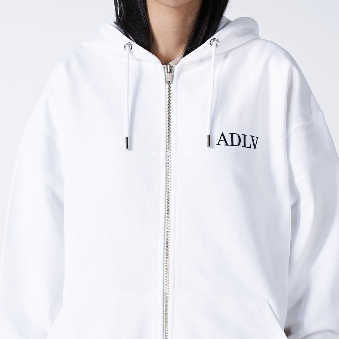 ADLV HIGH FREQUENCY LOGO HOODIE ZIP-UP WHITE