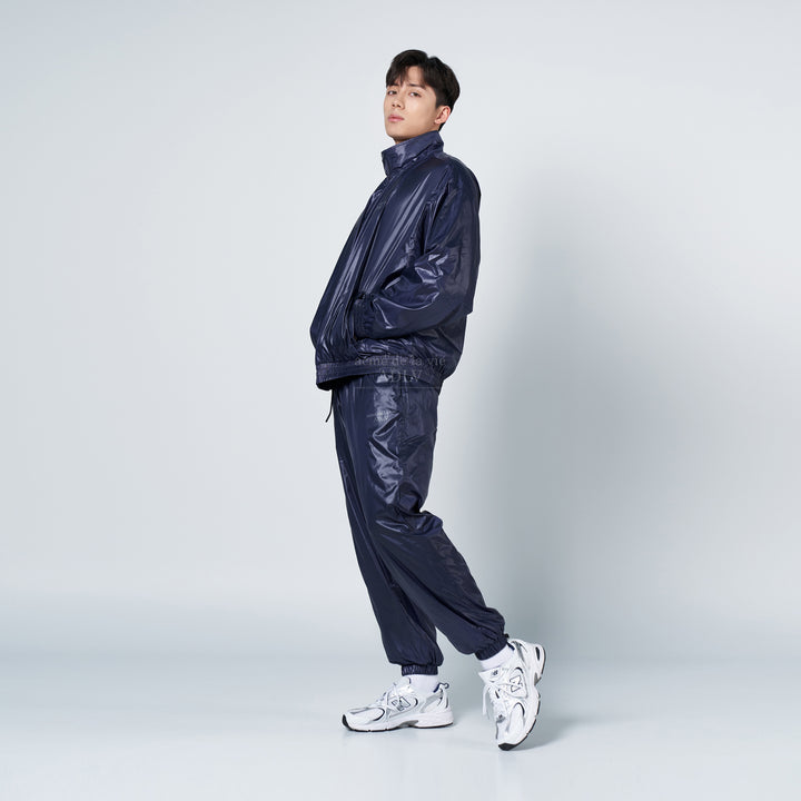 ADLV GLOSSY WOVEN SETUP PANTS NAVY