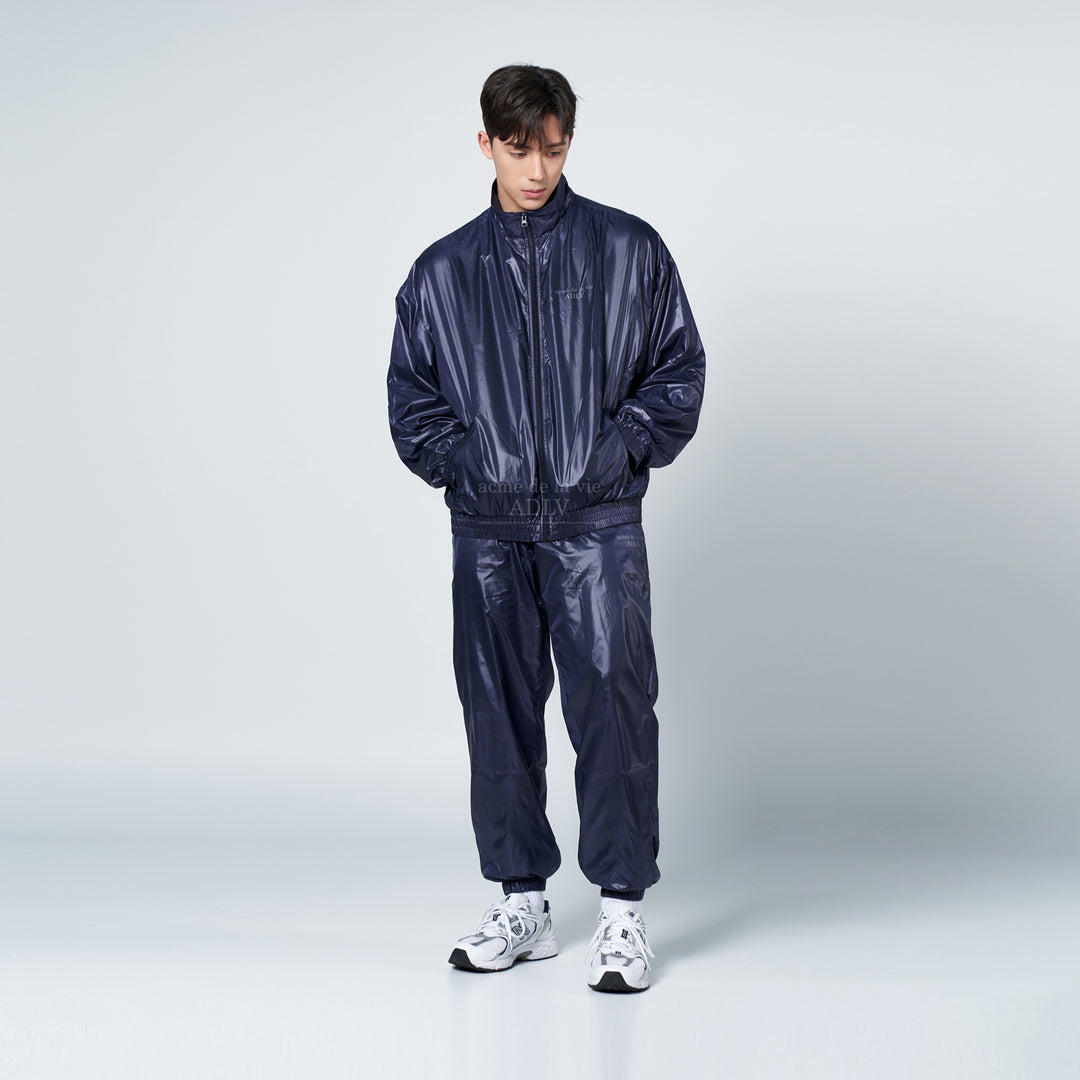 ADLV GLOSSY WOVEN SETUP PANTS NAVY