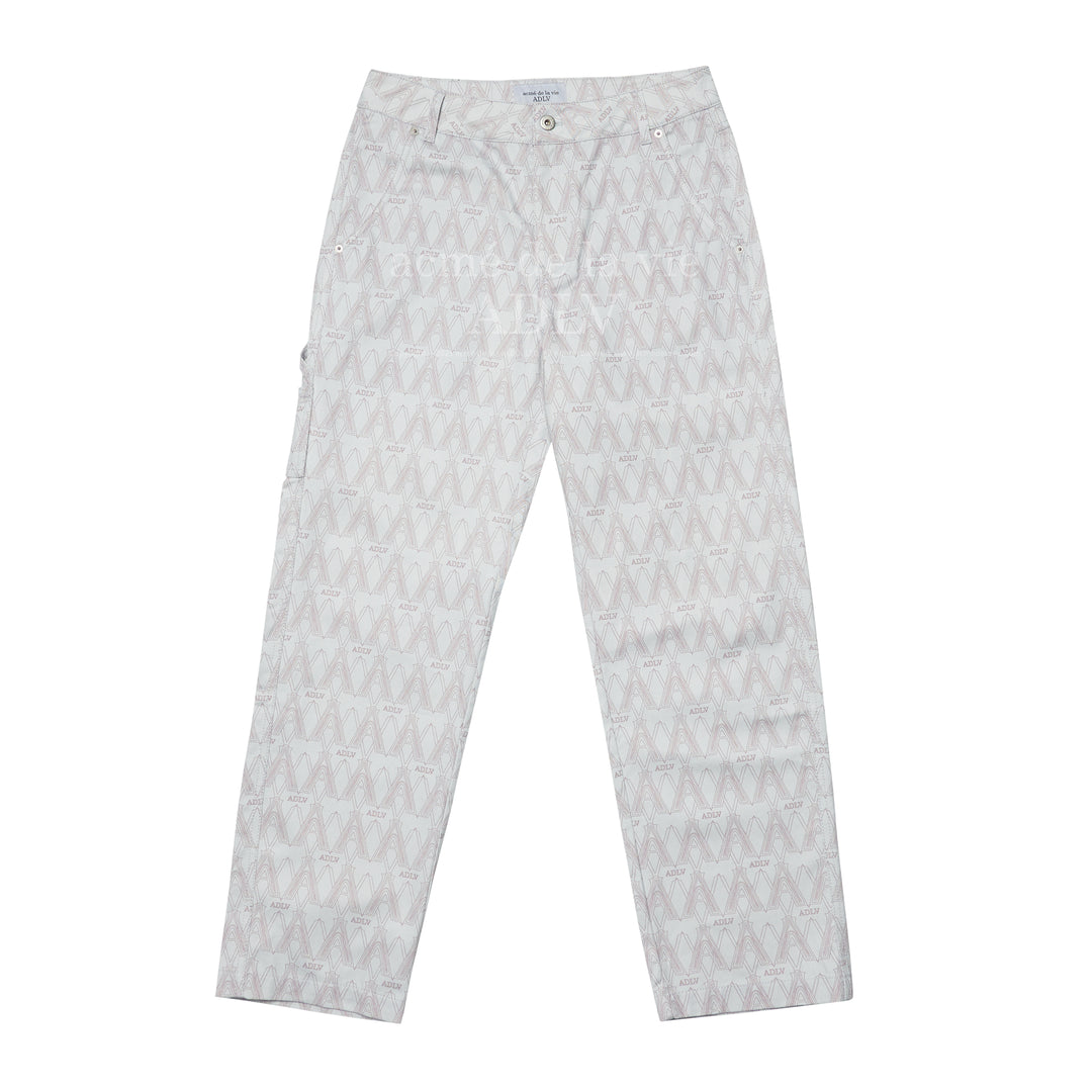 Monogram Pattern Woven Grey Pants