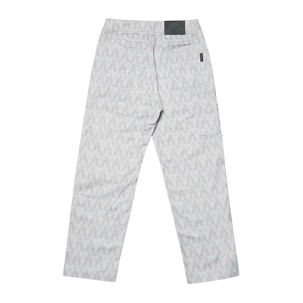 Monogram Pattern Woven Grey Pants