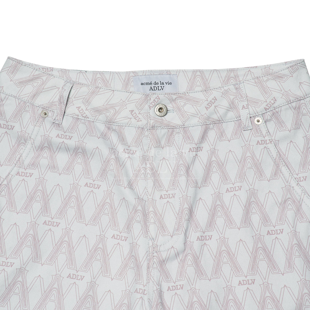 Monogram Pattern Woven Grey Pants