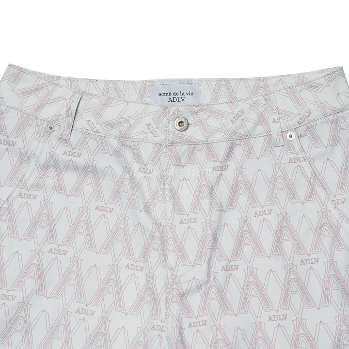 Monogram Pattern Woven Grey Pants