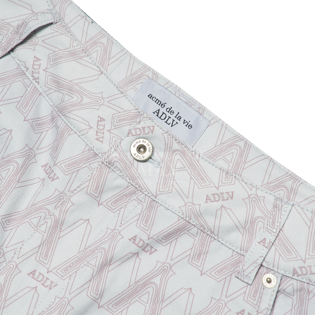 Monogram Pattern Woven Grey Pants