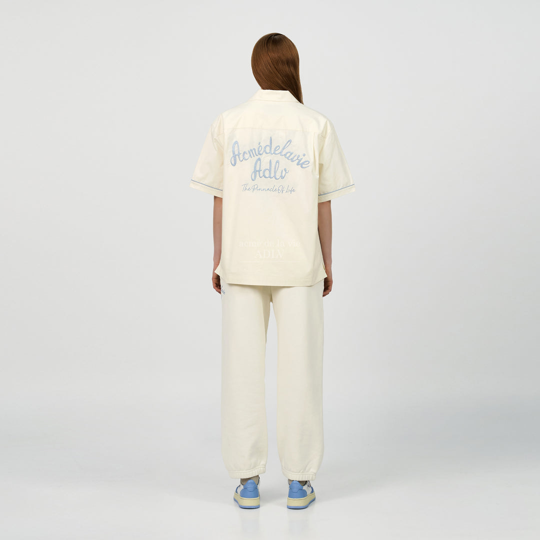 ADLV SCRIPT LOGO OPEN COLLAR SHIRT CREAM