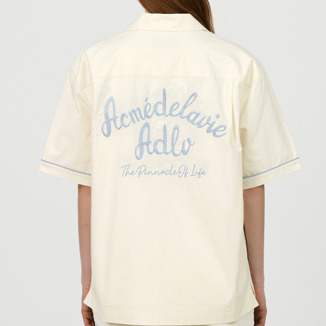 ADLV SCRIPT LOGO OPEN COLLAR SHIRT CREAM