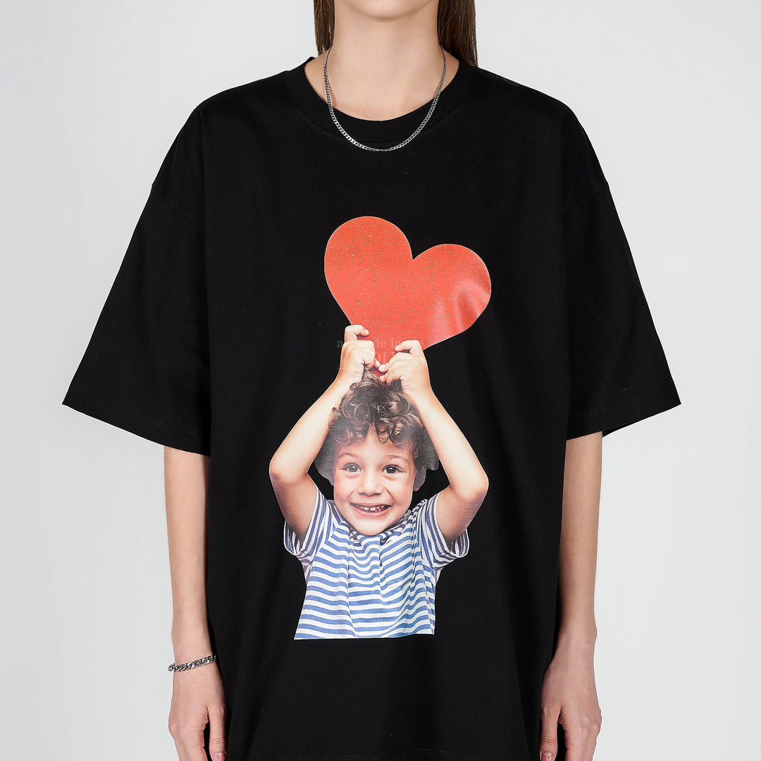 ADLV BABY FACE HEART BOY T-SHIRT BLACK