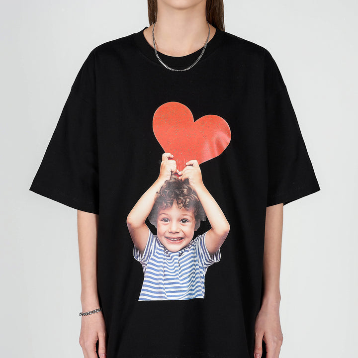 ADLV BABY FACE HEART BOY T-SHIRT BLACK