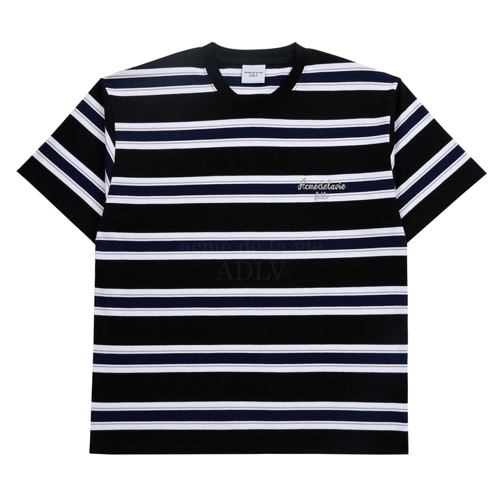 ADLV SCRIPT LOGO STRIPE SHORT SLEEVE T-SHIRT BLACK