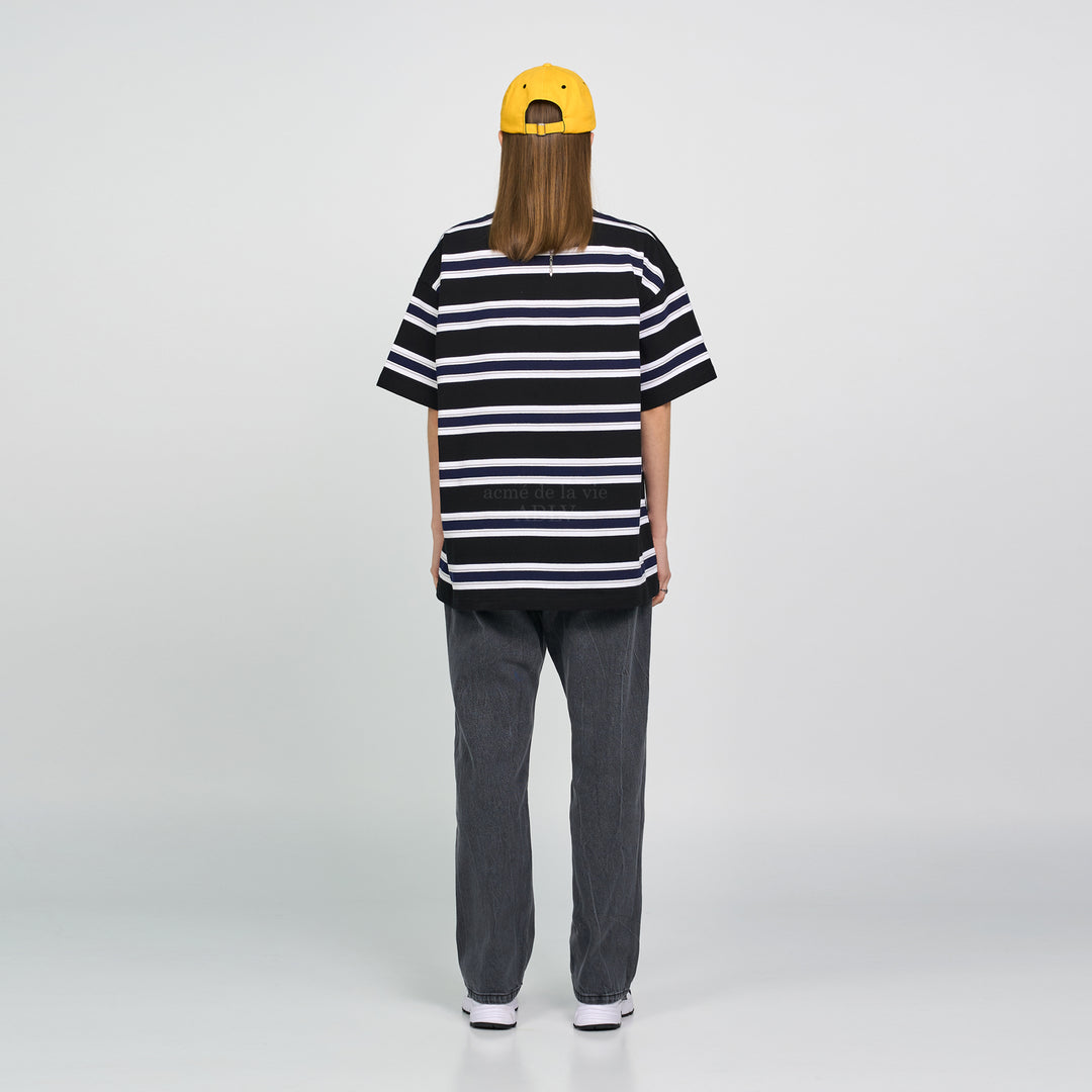 ADLV SCRIPT LOGO STRIPE SHORT SLEEVE T-SHIRT BLACK