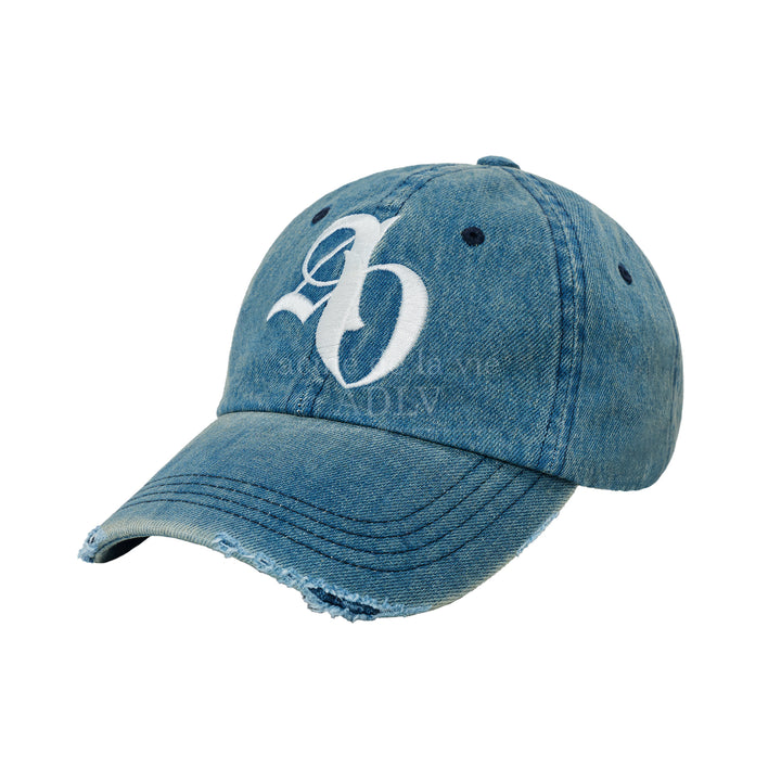 ADLV NEW SYMBOL LOGO DAMAGE DENIM BALL CAP BLUE