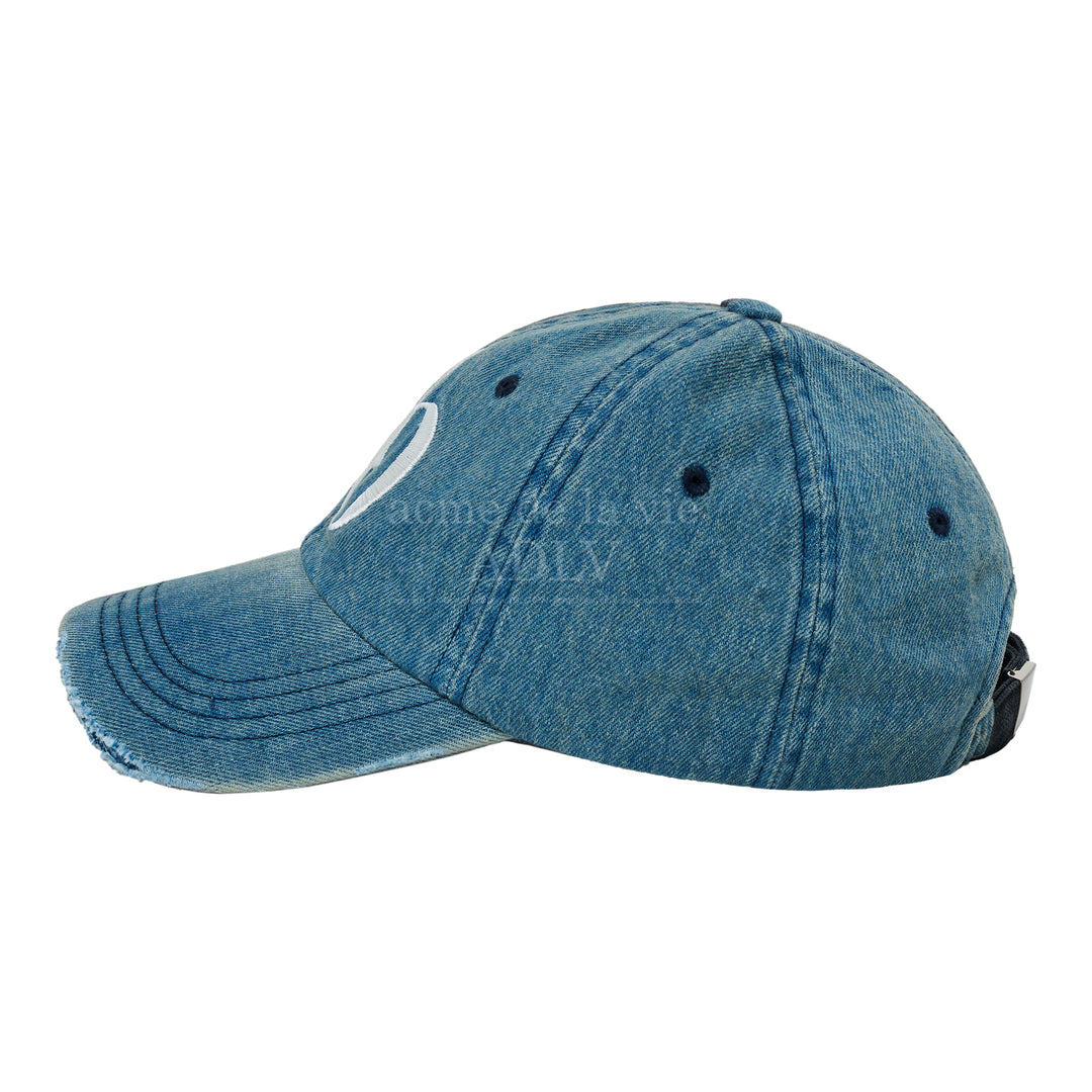 ADLV NEW SYMBOL LOGO DAMAGE DENIM BALL CAP BLUE