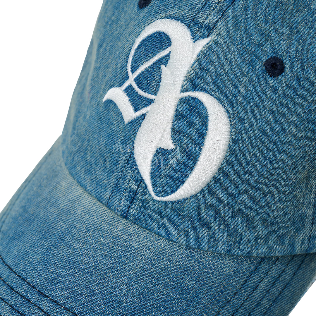 ADLV NEW SYMBOL LOGO DAMAGE DENIM BALL CAP BLUE