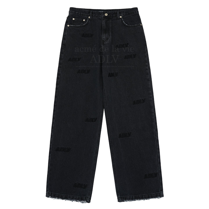 ADLV LOGO PATTERN DENIM PANTS BLACK