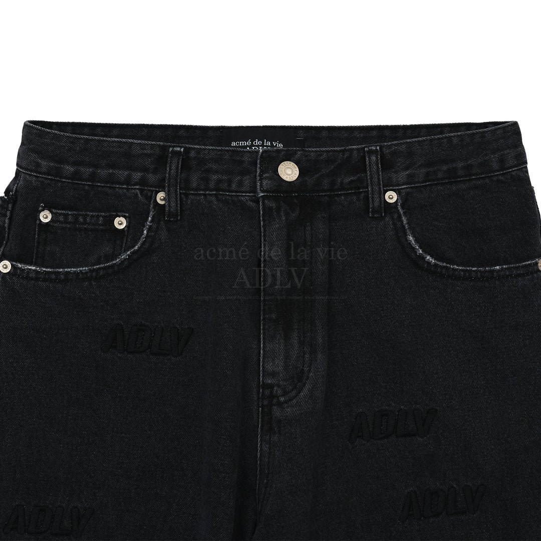 ADLV LOGO PATTERN DENIM PANTS BLACK