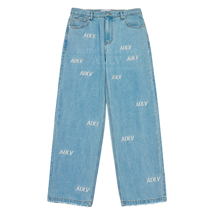 ADLV LOGO PATTERN DENIM PANTS BLUE