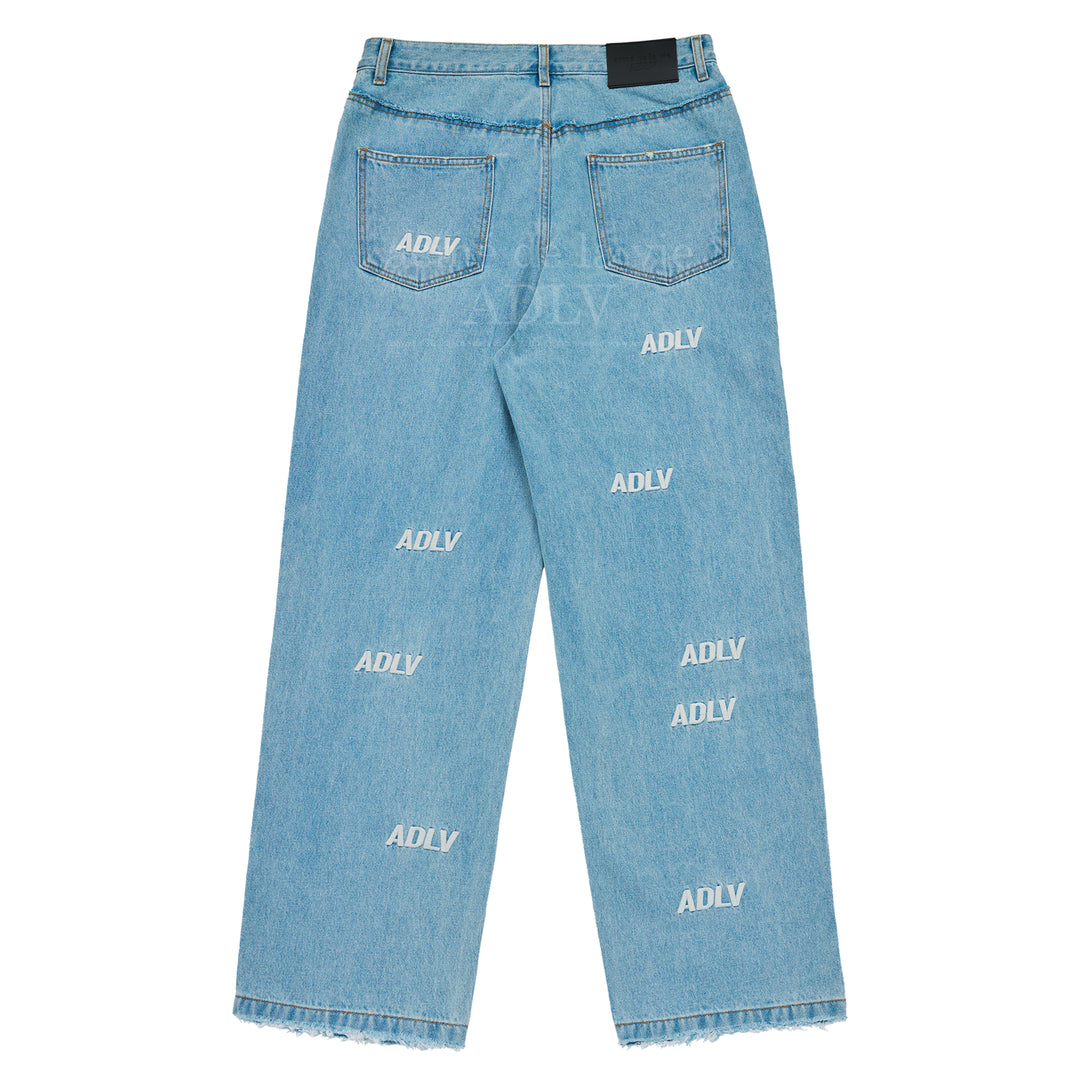 ADLV LOGO PATTERN DENIM PANTS BLUE