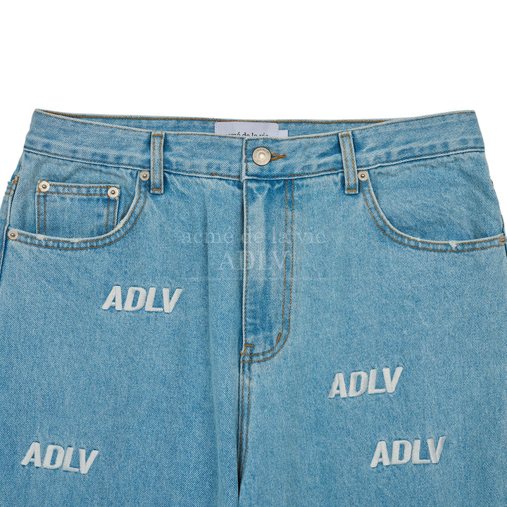 ADLV LOGO PATTERN DENIM PANTS BLUE