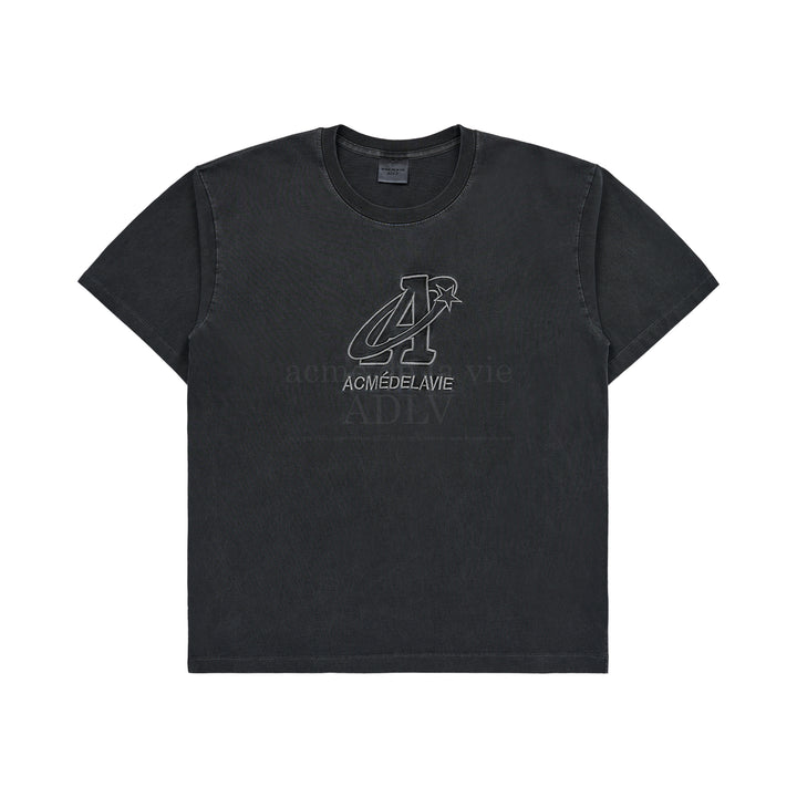 ADLV STAR A LOGO PIGMENT WASHING SHORT SLEEVE CHARCOAL