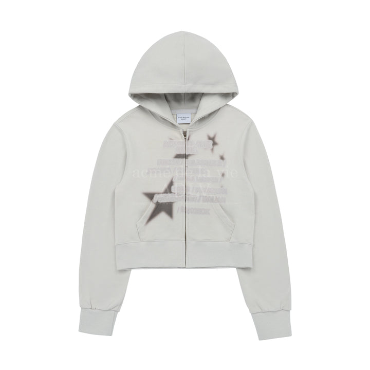 ADLV WORLD TOUR CROP HOODIE ZIP UP GREY