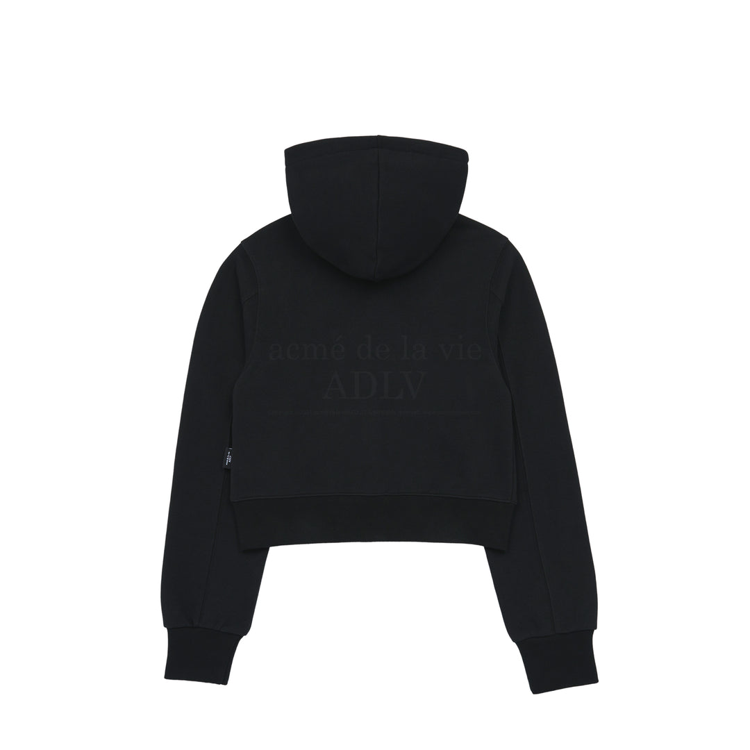 Black Crop Zip up Hoodie