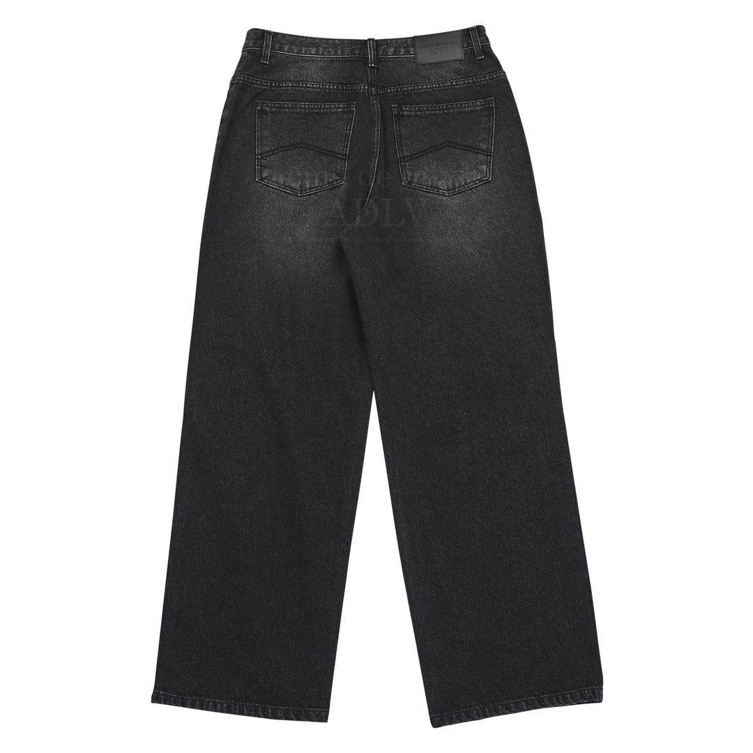 ADLV DAMAGE WASHING WIDE DENIM PANTS BLACK