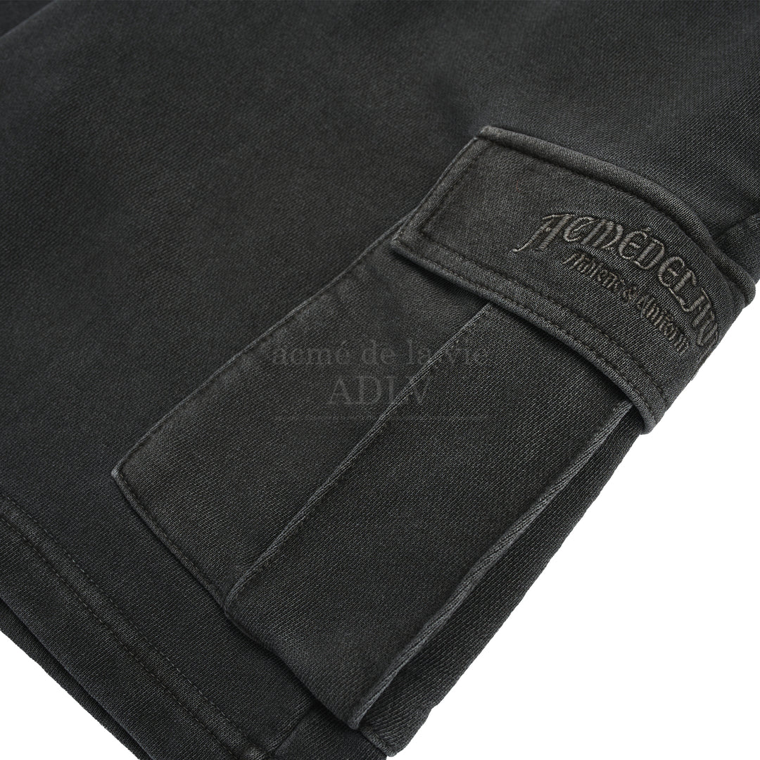 ADLV MIDDLE AGE LOGO PIGMENT WASHING CARGO SHORTS CHARCOAL