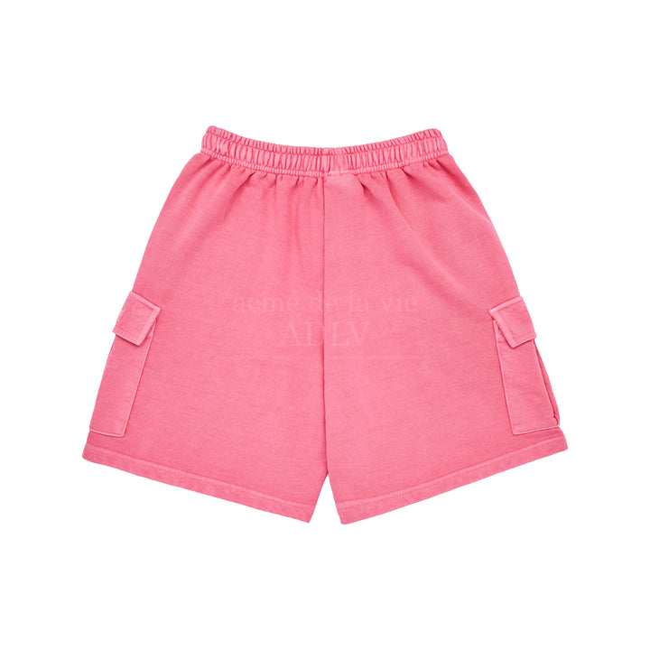 ADLV MIDDLE AGE LOGO PIGMENT WASHING CARGO SHORTS PINK