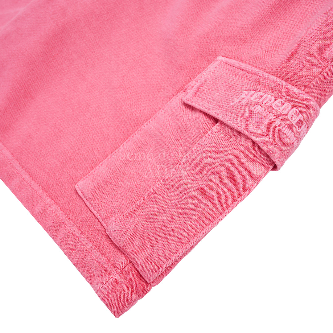 ADLV MIDDLE AGE LOGO PIGMENT WASHING CARGO SHORTS PINK