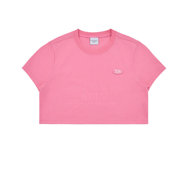 ADLV CIRCLE WAPPEN CROP SHORT SLEEVE T-SHIRT PINK