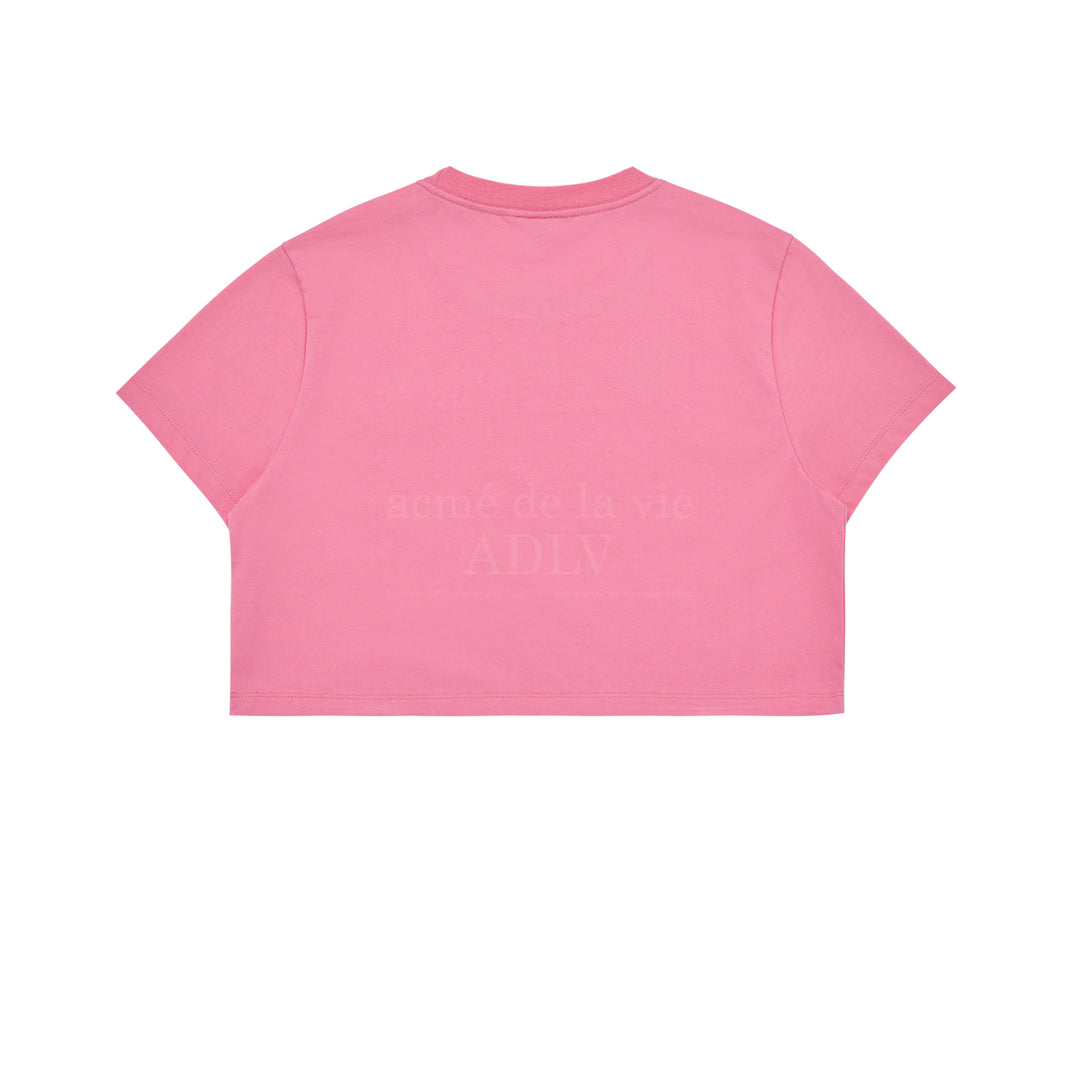 ADLV CIRCLE WAPPEN CROP SHORT SLEEVE T-SHIRT PINK