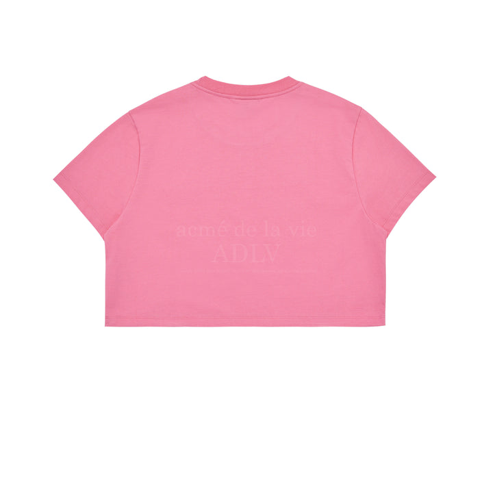 ADLV CIRCLE WAPPEN CROP SHORT SLEEVE T-SHIRT PINK