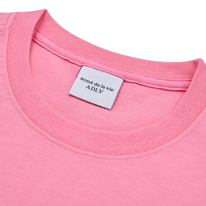 ADLV CIRCLE WAPPEN CROP SHORT SLEEVE T-SHIRT PINK