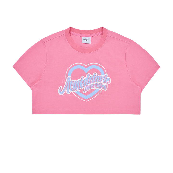 ADLV HEART LETTERING CROP T-SHIRT PINK