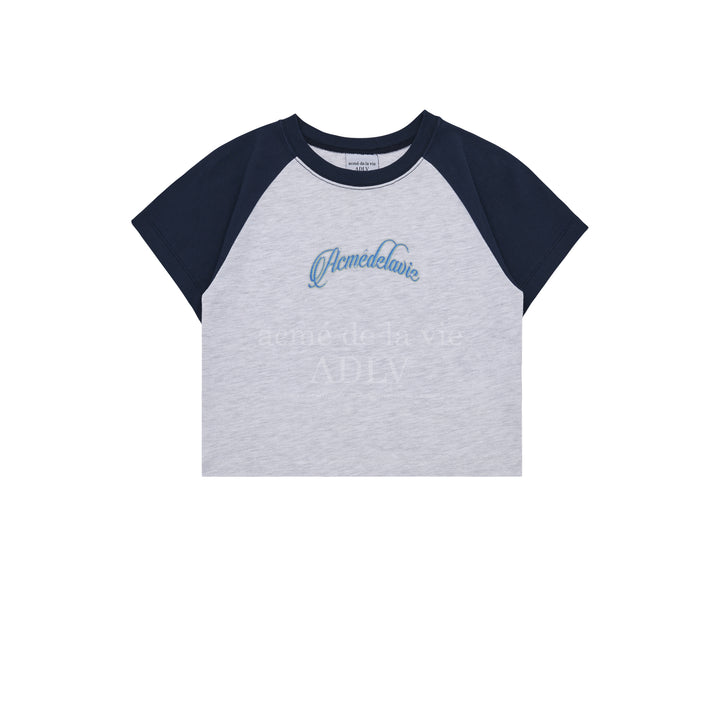 TWINKLE SCRIPT LOGO CROP SHORT SLEEVE T-SHIRT NAVY