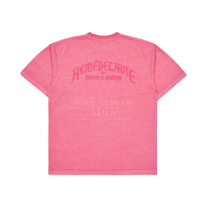 ADLV MIDDLE AGE LOGO PIGMENT WASHING SHORT SLEEVE T-SHIRT PINK