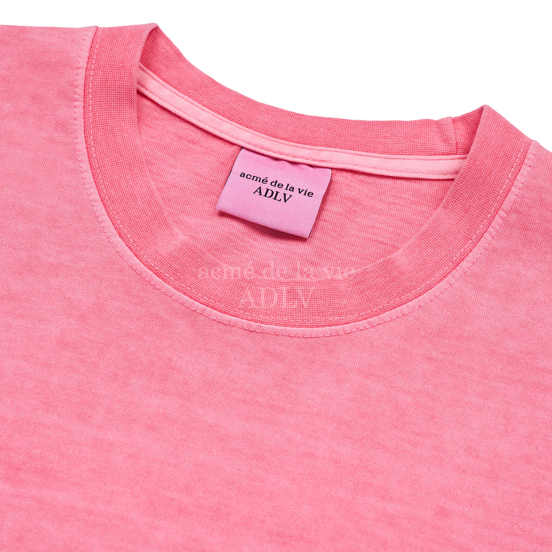 ADLV MIDDLE AGE LOGO PIGMENT WASHING SHORT SLEEVE T-SHIRT PINK