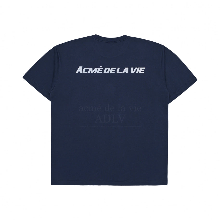 ADLV SPORTY EMBOSS PRINTING SHORT SLEEVE T-SHIRT NAVY