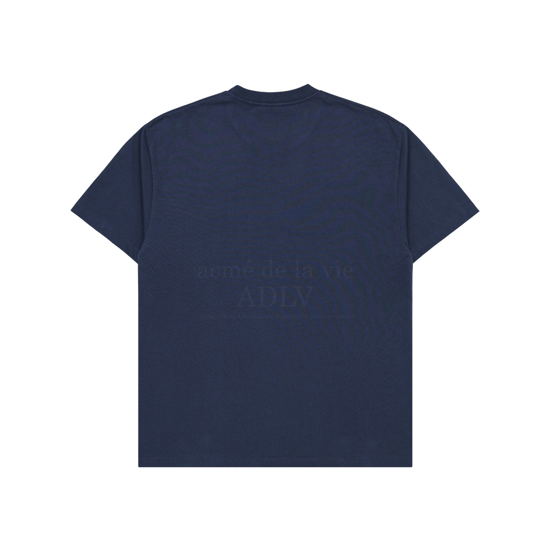 ADLV SPORTY LOGO EMBROIDERY SHORT SLEEVE T-SHIRT NAVY